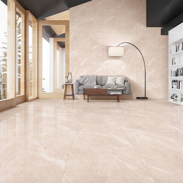 Glossy design , light colure , glossy floor , matt wall design , combination of matt and glossy , light floor tiles