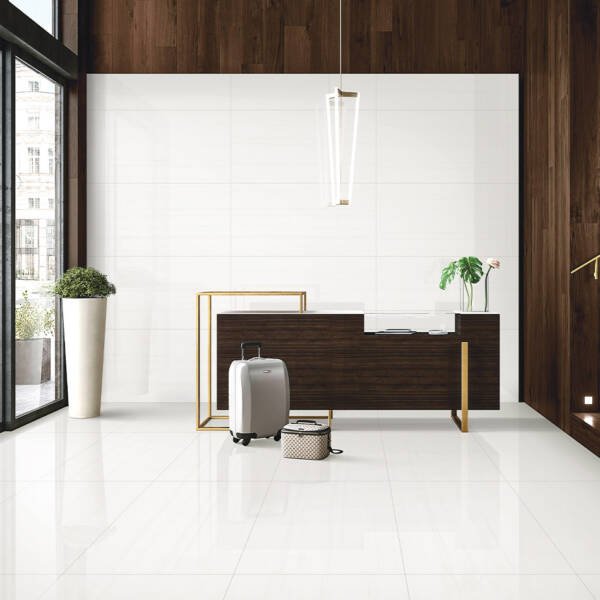 white colure tiles , glossy tiles , white glossy tiles , reception glossy tiles ideas, , white tiles for floor